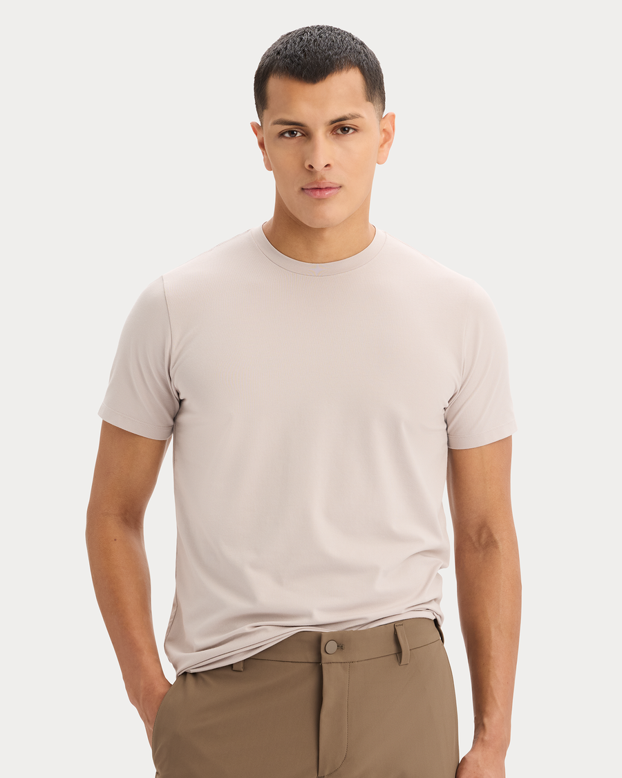 View of model wearing Ashes Of Roses Go Tee, Slim Fit.