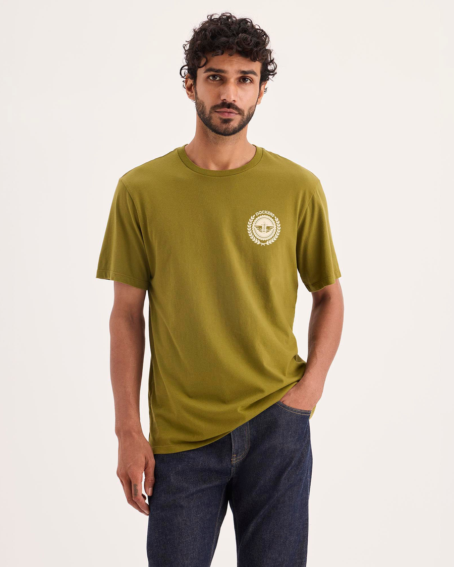 Front view of model wearing Avocado Graphic Tee, Slim Fit.
