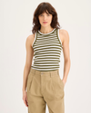 Front view of model wearing Avocado Rib Tank, Slim Fit.
