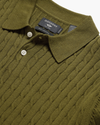View of model wearing Avocado Sweater Polo, Regular Fit.