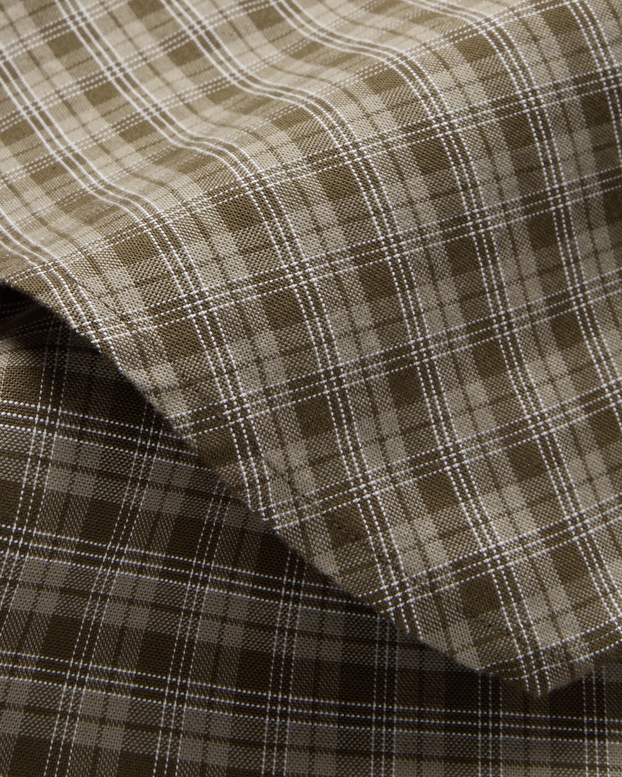 View of model wearing Barton Dark Moss Oxford Shirt , Slim Fit.