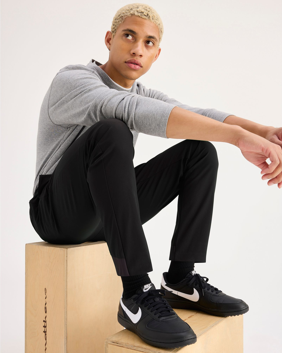 View of model wearing Beautiful Black Go Jogger, Slim Fit with Airweave.