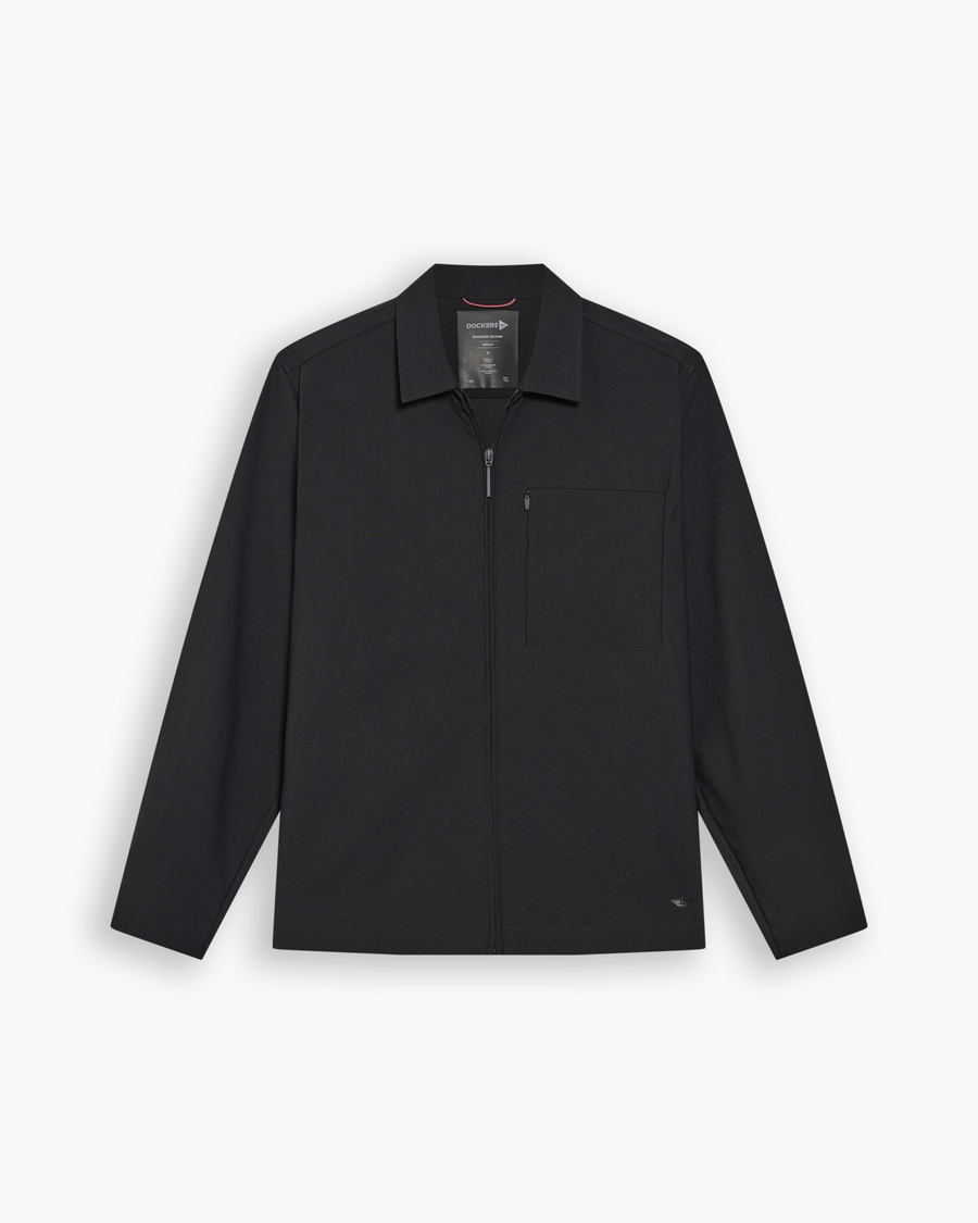 View of model wearing Beautiful Black Go Overshirt, Regular Fit with Airweave.