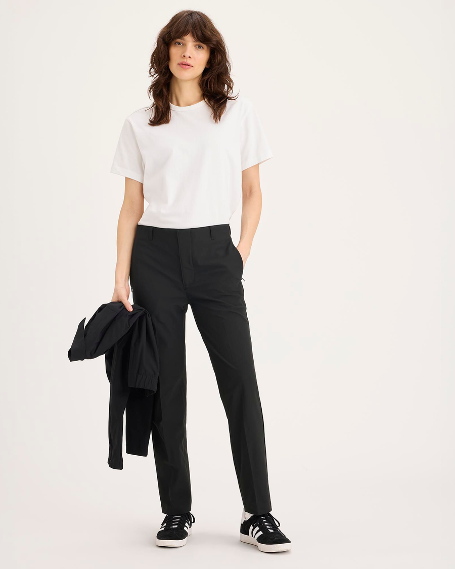 Front view of model wearing Beautiful Black Go Pant, Slim Fit with Airweave.