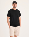 Front view of model wearing Beautiful Black Go Tee, Slim Fit.