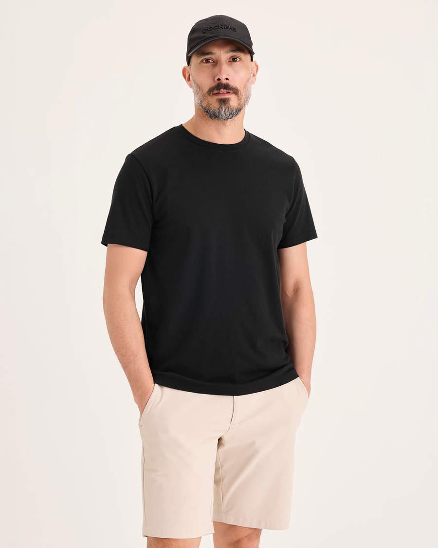 Front view of model wearing Beautiful Black Go Tee, Slim Fit.