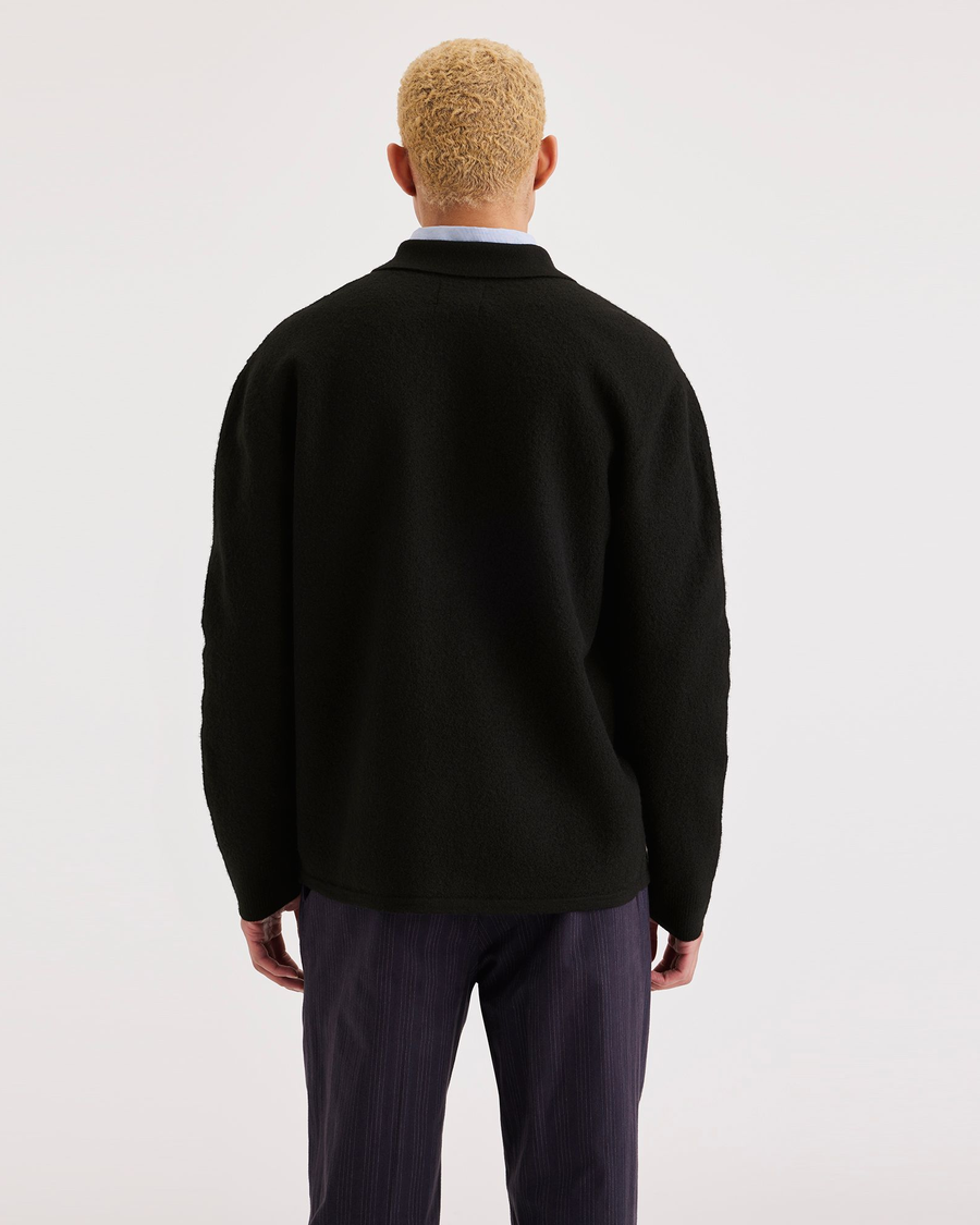 Back view of model wearing Beautiful Black Men's Regular Fit Chore Sweater.