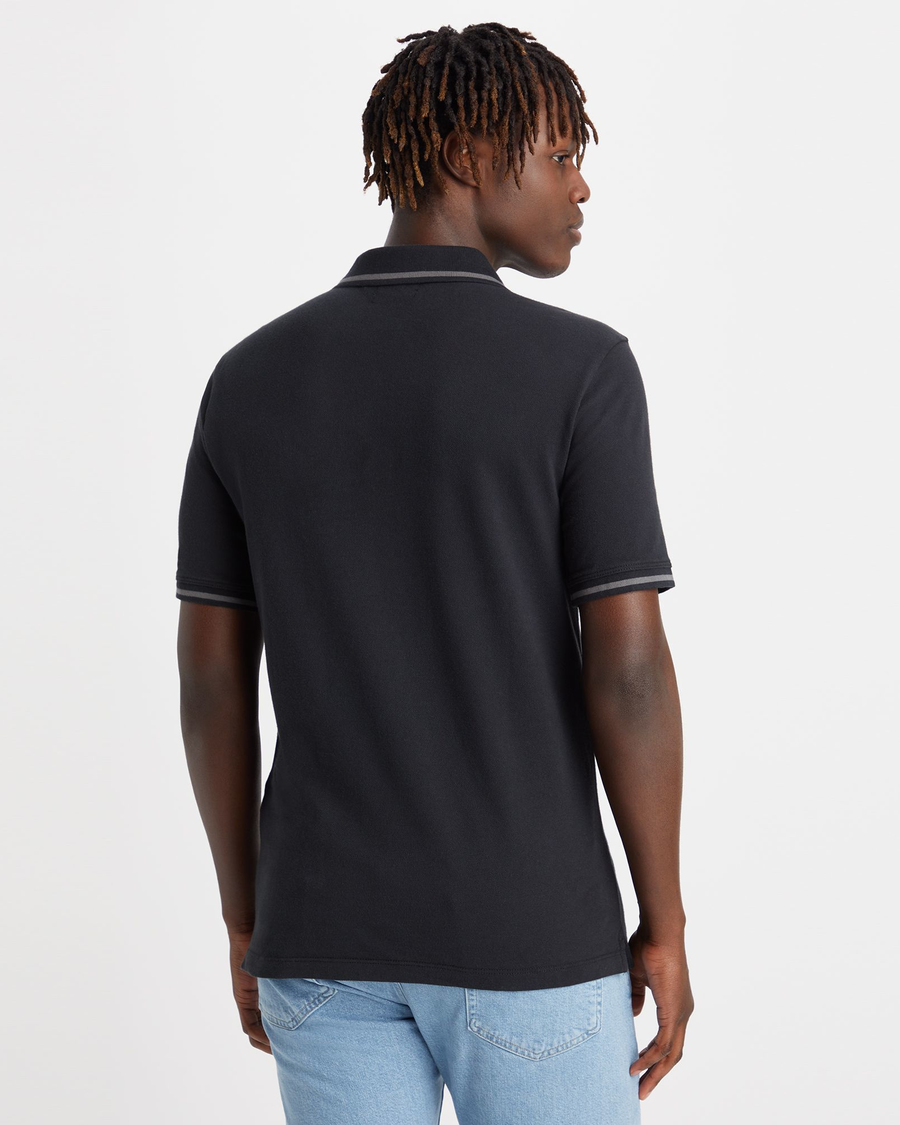 Back view of model wearing Beautiful Black Men's Slim Fit Original Polo.