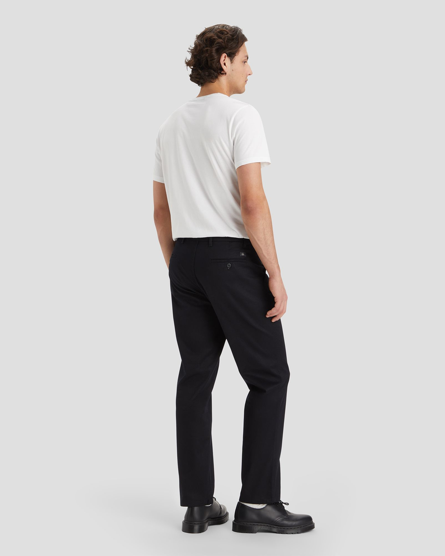 Back view of model wearing Beautiful Black Original Chinos, Straight Fit.