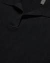 View of model wearing Beautiful Black Sweater Polo, Relaxed Fit.