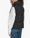 Back view of model wearing Beautiful Black Women's Puffer Vest Jacket.