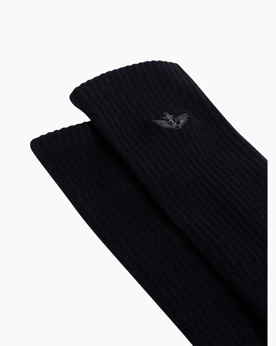 View of  Black Men's Knit Socks - 3 Pack.