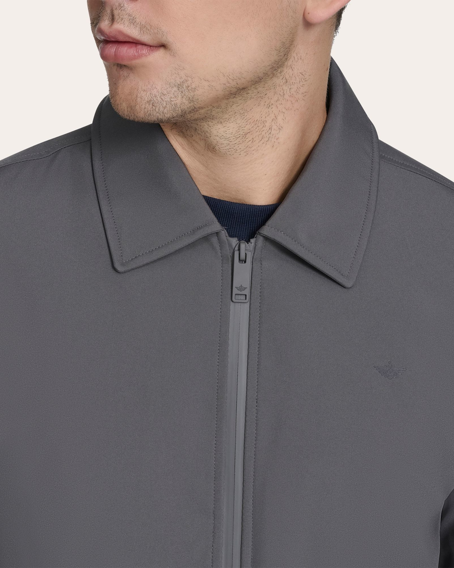 View of model wearing Boulevard Go Golf Bomber.