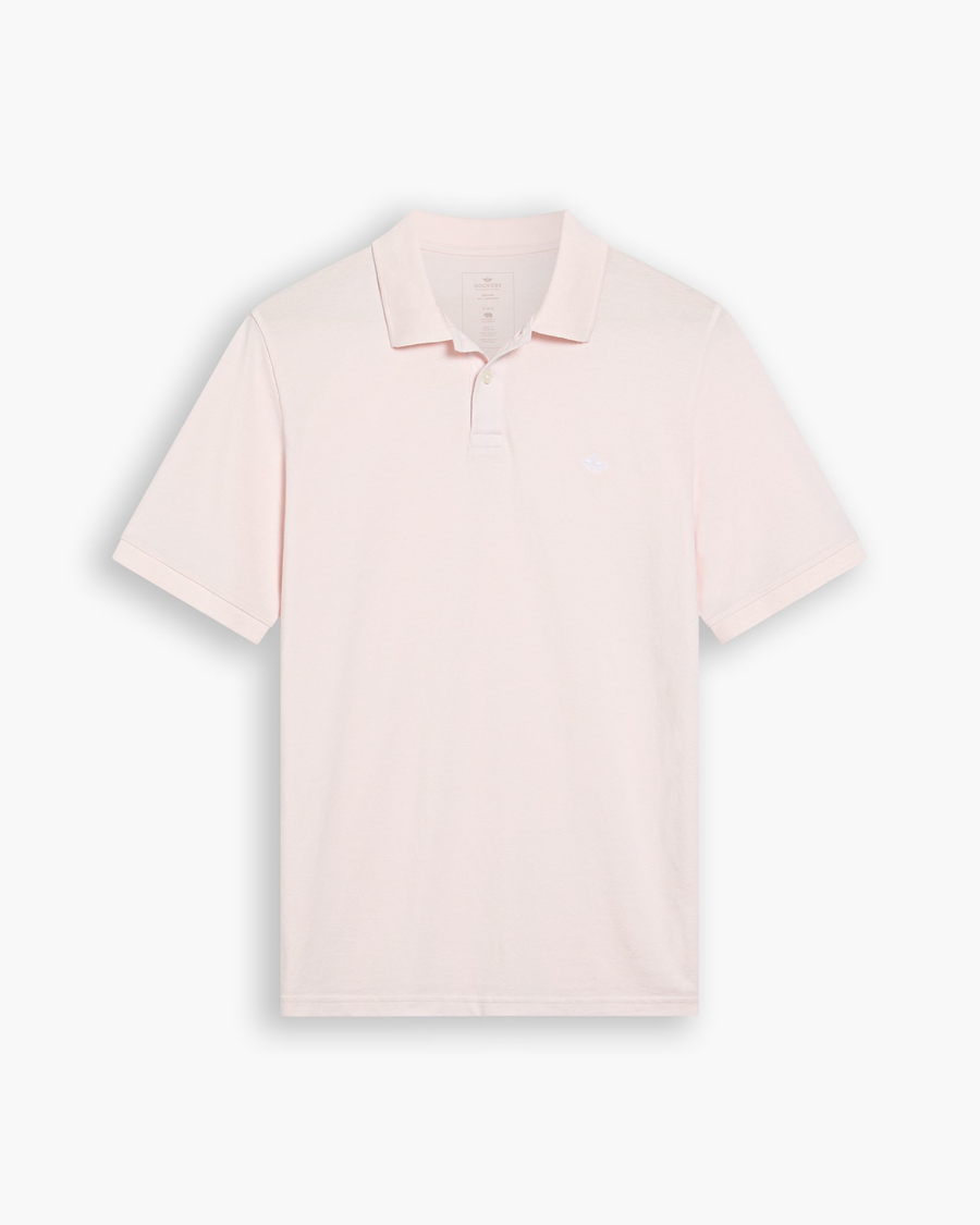 View of model wearing Calcite Pique Polo, Slim Fit.