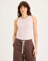 Front view of model wearing Calcite Rib Tank, Slim Fit.