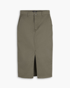 View of model wearing Camo Chino Skirt.