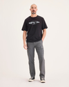 Front view of model wearing Car Park Grey Utility Cargo Pant, Straight Fit.