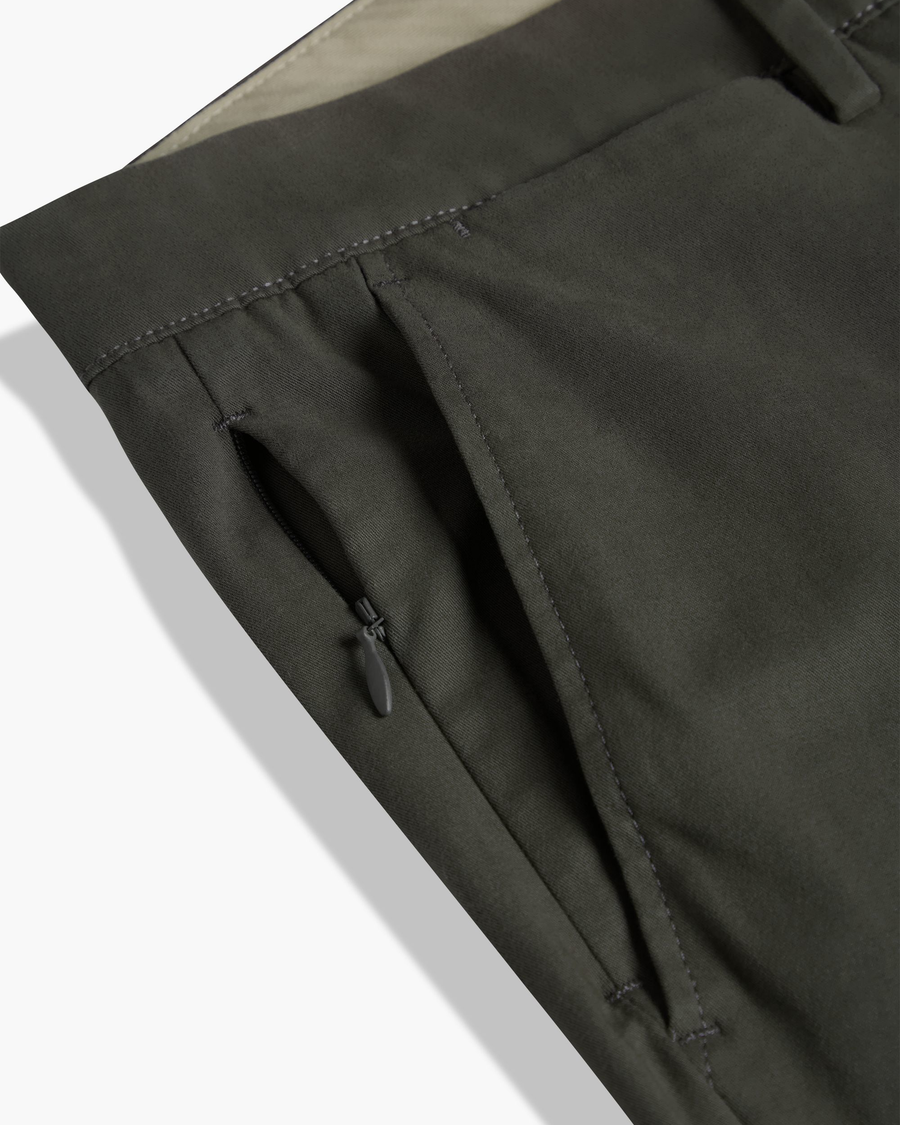 View of model wearing Chimera Crafted Khaki Pants, Slim Fit.