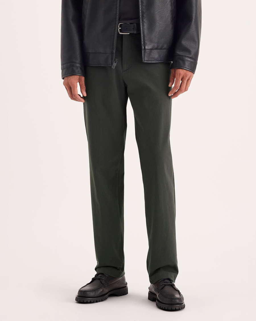 Front view of model wearing Chimera Crafted Khaki Pants, Slim Fit.