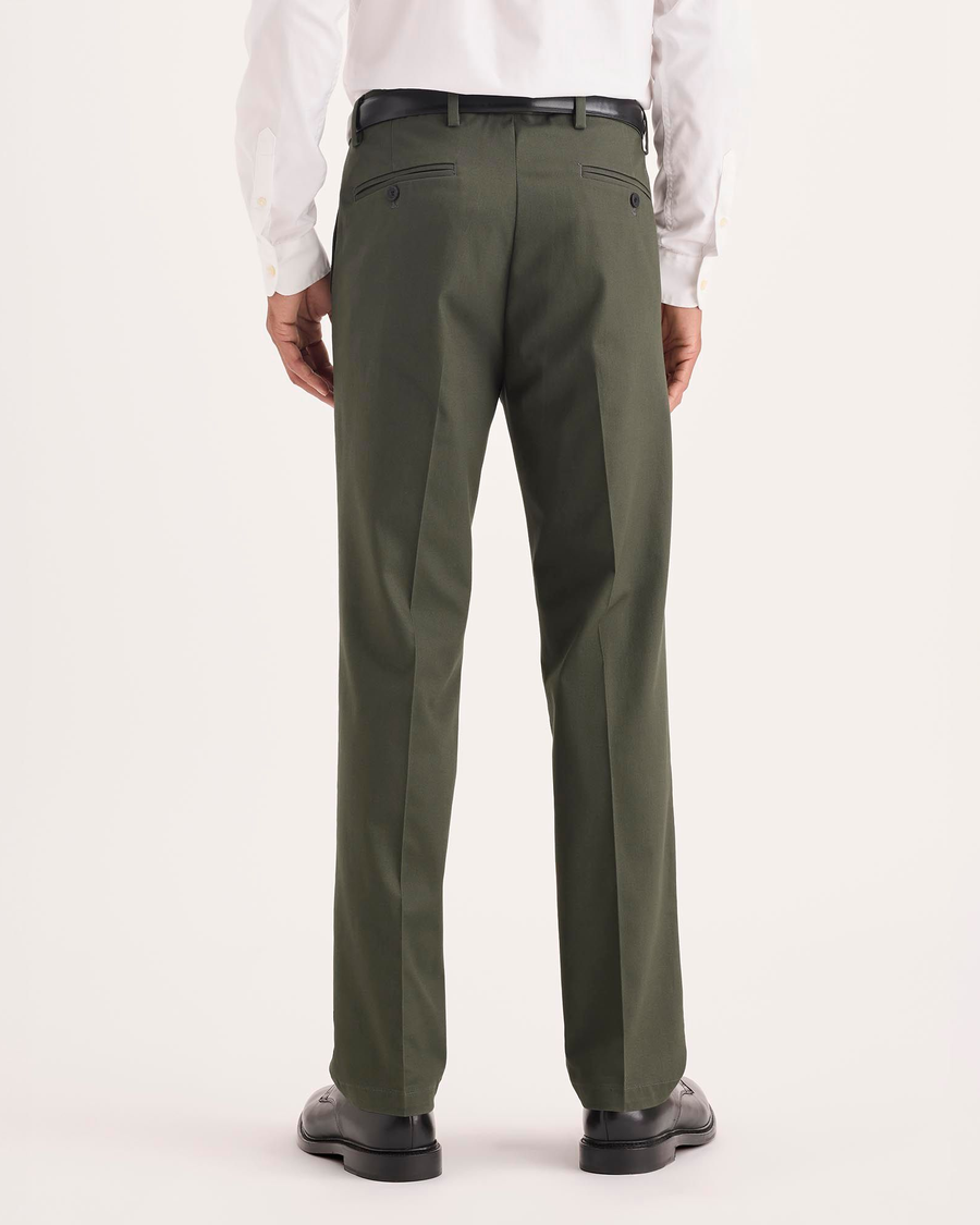 Back view of model wearing Chimera Signature Iron Free Khakis, Slim Fit with Stain Defender®.