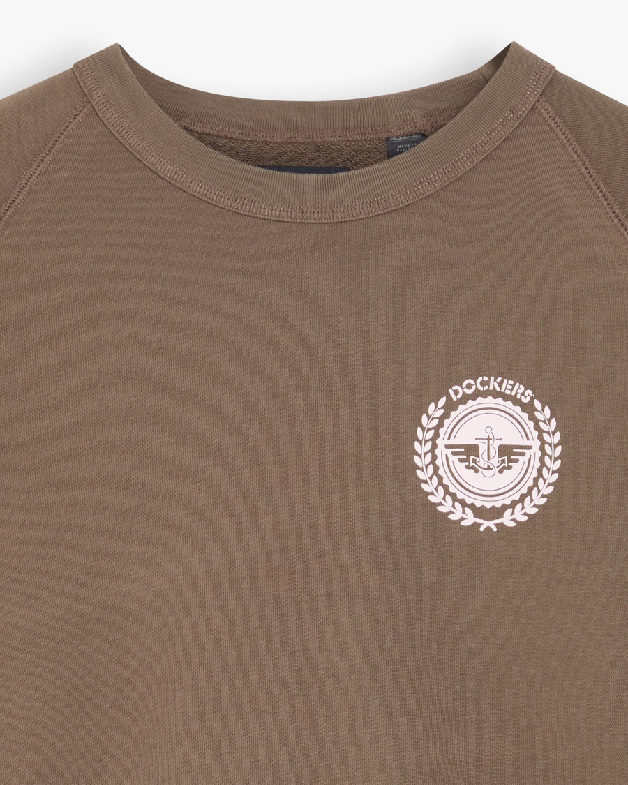 View of model wearing Chocolate Chip Crewneck Sweatshirt, Regular Fit.