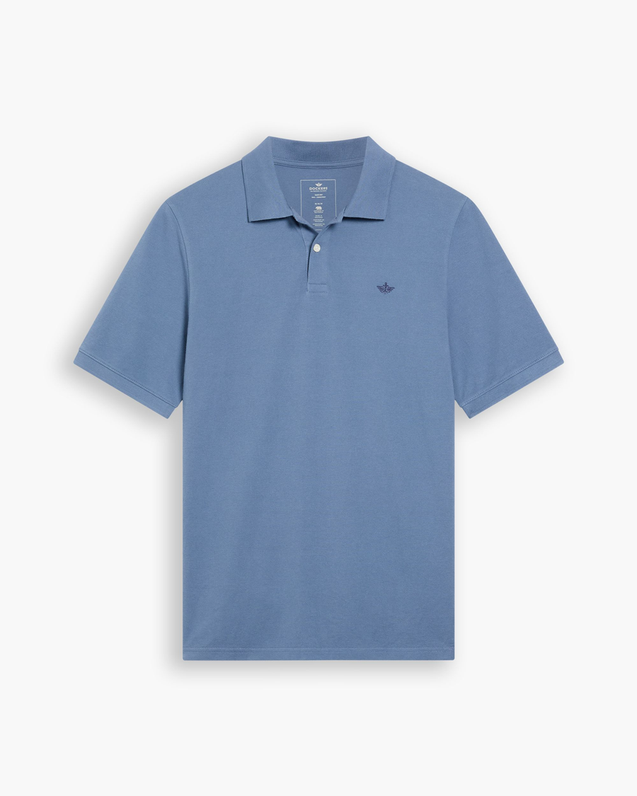 View of model wearing Coastal Fjord Pique Polo, Slim Fit.