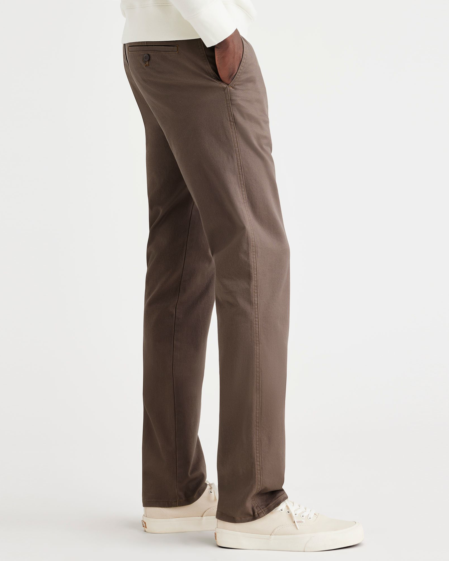 Side view of model wearing Coffee Quartz Men's Slim Fit Original Chino Pants.