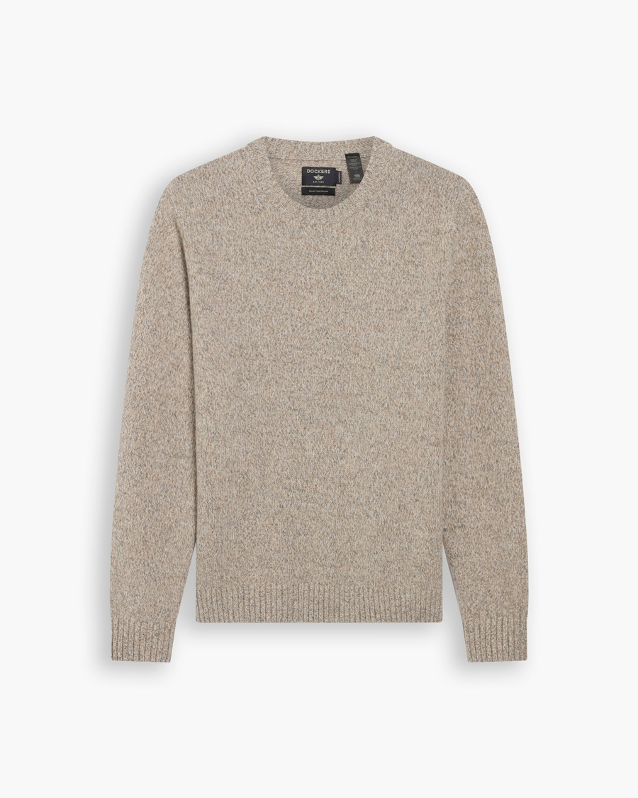 View of model wearing Cotswold Stone Premium Crewneck Sweater, Regular Fit.