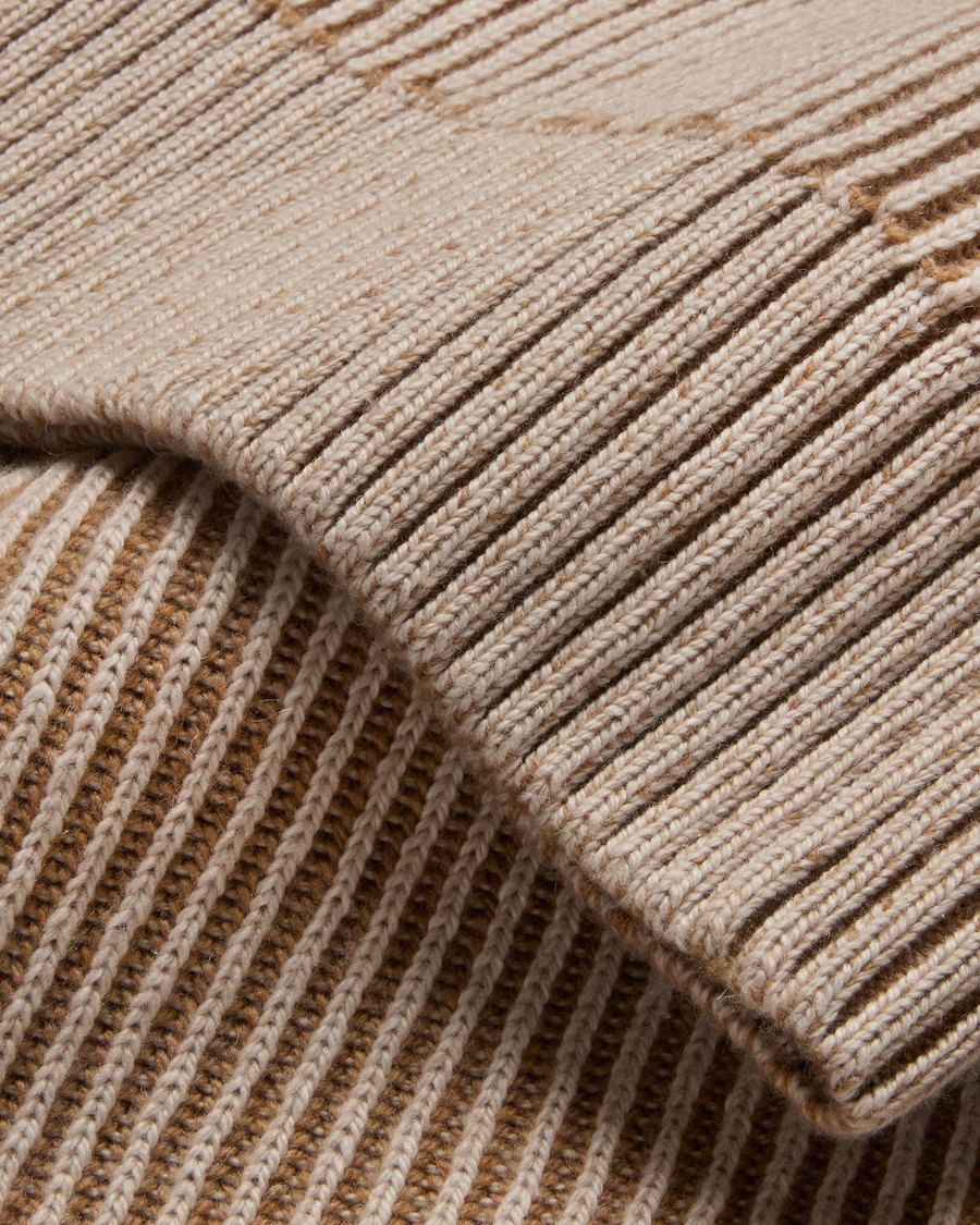 View of model wearing Cream Plaited Crewneck Sweater, Relaxed Fit.