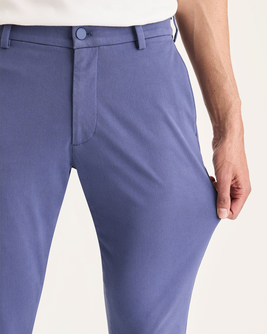 View of model wearing Crown Blue Go Activeflex Chino, Skinny Fit.