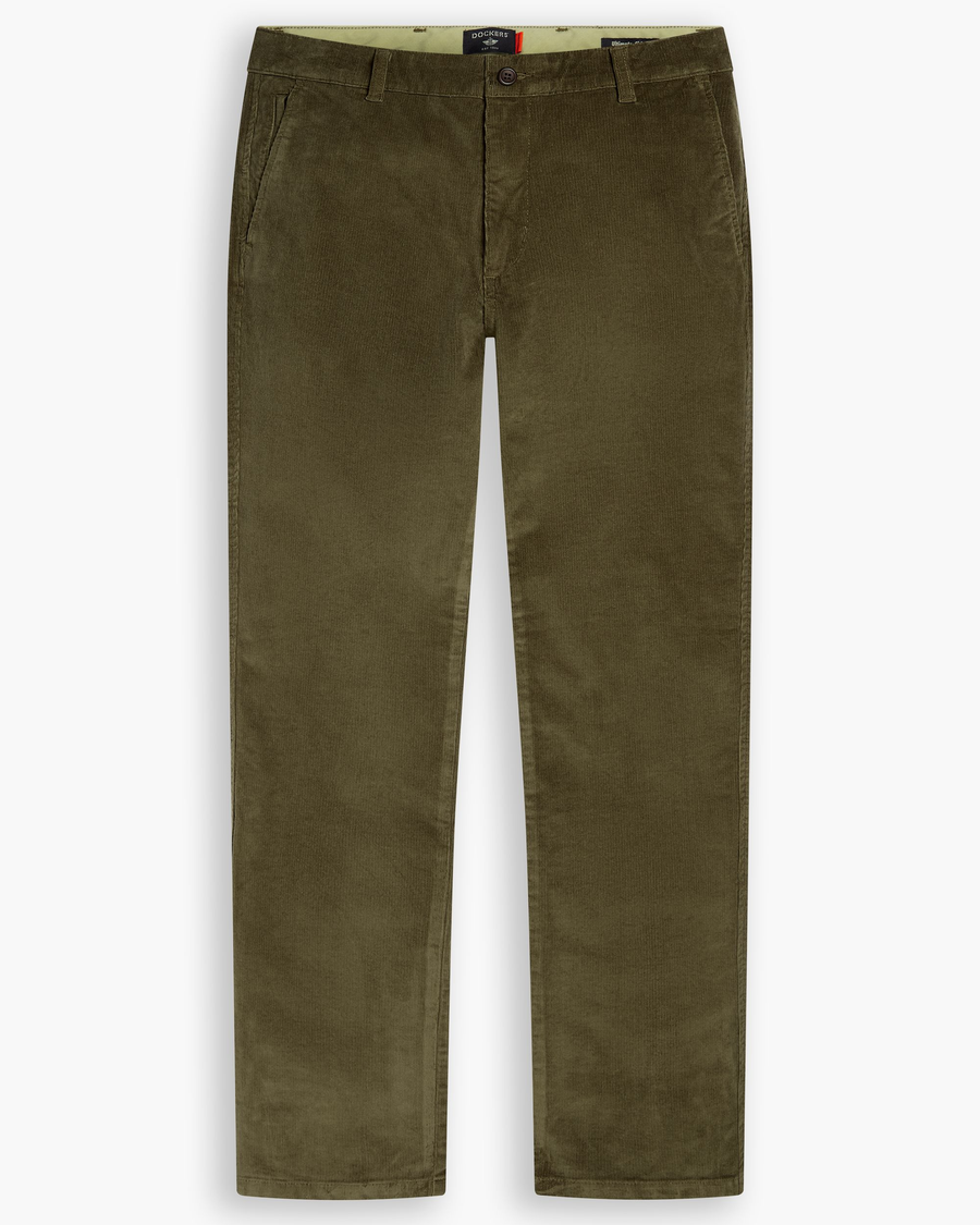 View of model wearing Dark Moss Ultimate Chino Pants with Smart 360 Flex™, Slim Fit.