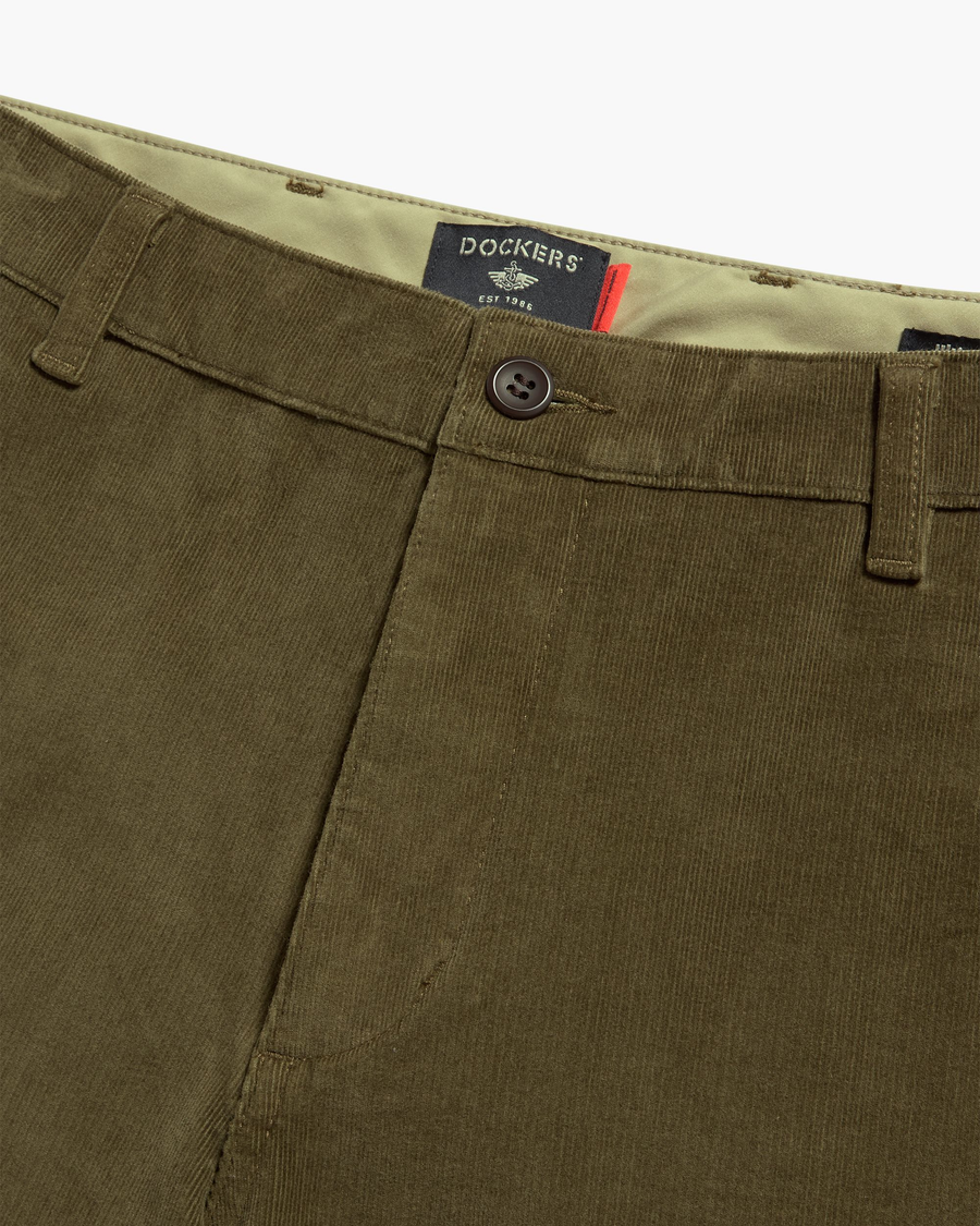 View of model wearing Dark Moss Ultimate Chino Pants with Smart 360 Flex™, Slim Fit.