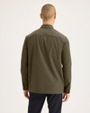 Back view of model wearing Dark Olive Go Overshirt, Regular Fit.