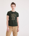 Front view of model wearing Deep Forest Women's Slim Fit Graphic Tee Shirt.