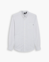 View of model wearing Devon Oxford Shirt, Slim Fit.