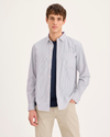 Front view of model wearing Folkston Gray Ultimate Shirt Long Sleeve, Regular Fit.