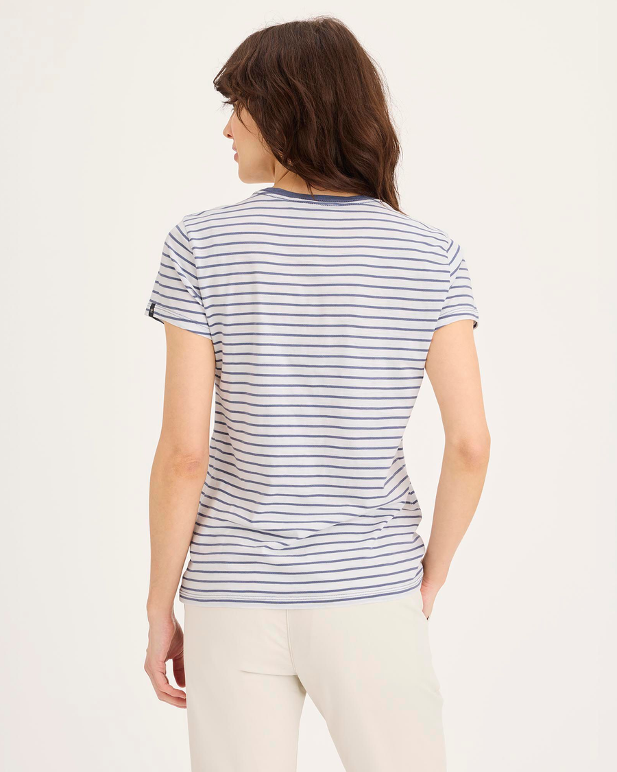 Back view of model wearing Folkstone Gray Favorite Tee Shirt, Slim Fit.