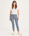 Front view of model wearing Folkstone Gray Weekend Chinos, Skinny Fit.