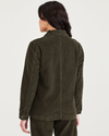 Back view of model wearing Forest Night Women's Regular Fit Chore Jacket.