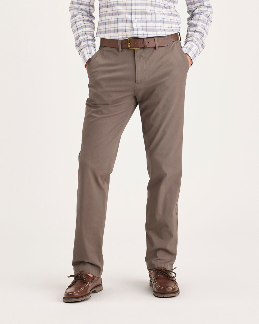 Front view of model wearing Fossil Crafted Khaki Pants, Slim Fit.