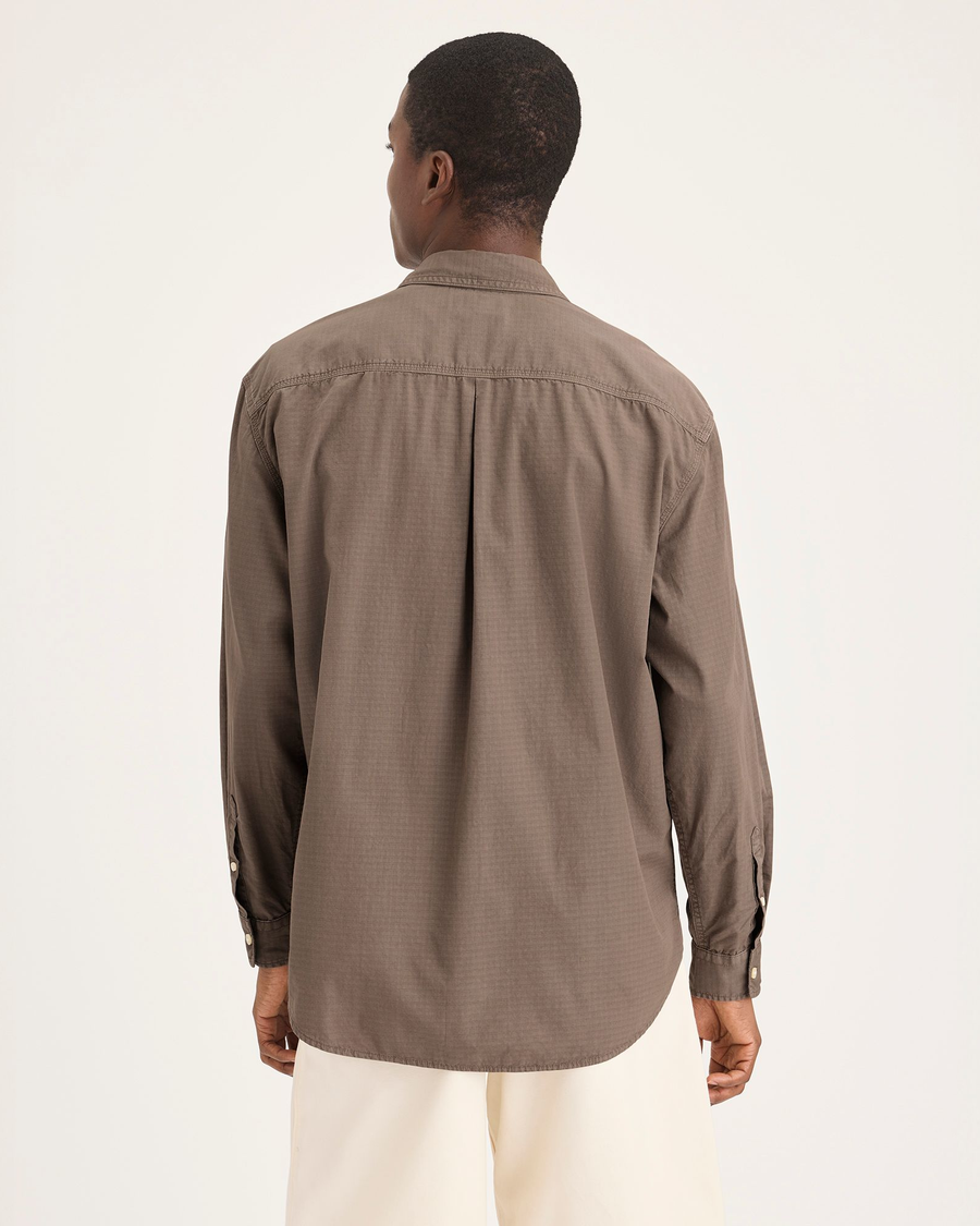 Back view of model wearing Fossil Garment Dye Eighty-Six Shirt, Relaxed Fit.