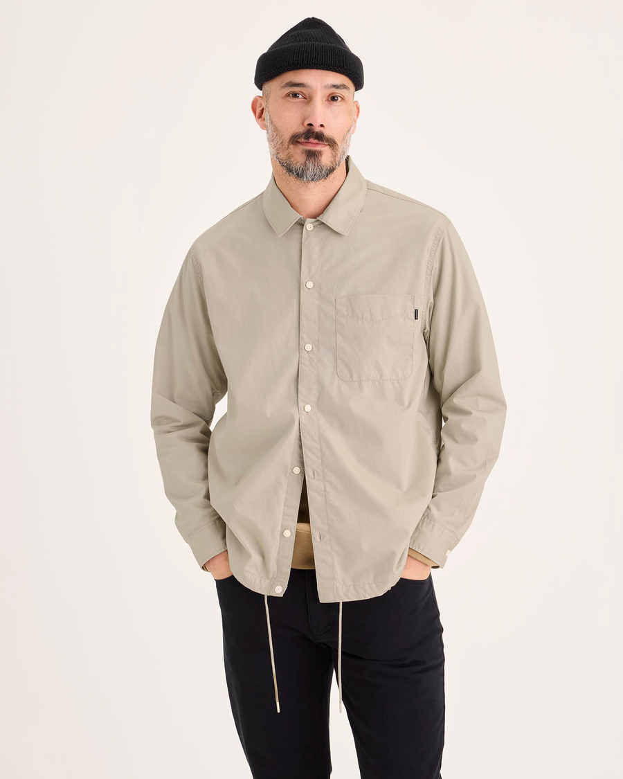 Front view of model wearing Grit Coach's Shirt, Relaxed Fit.
