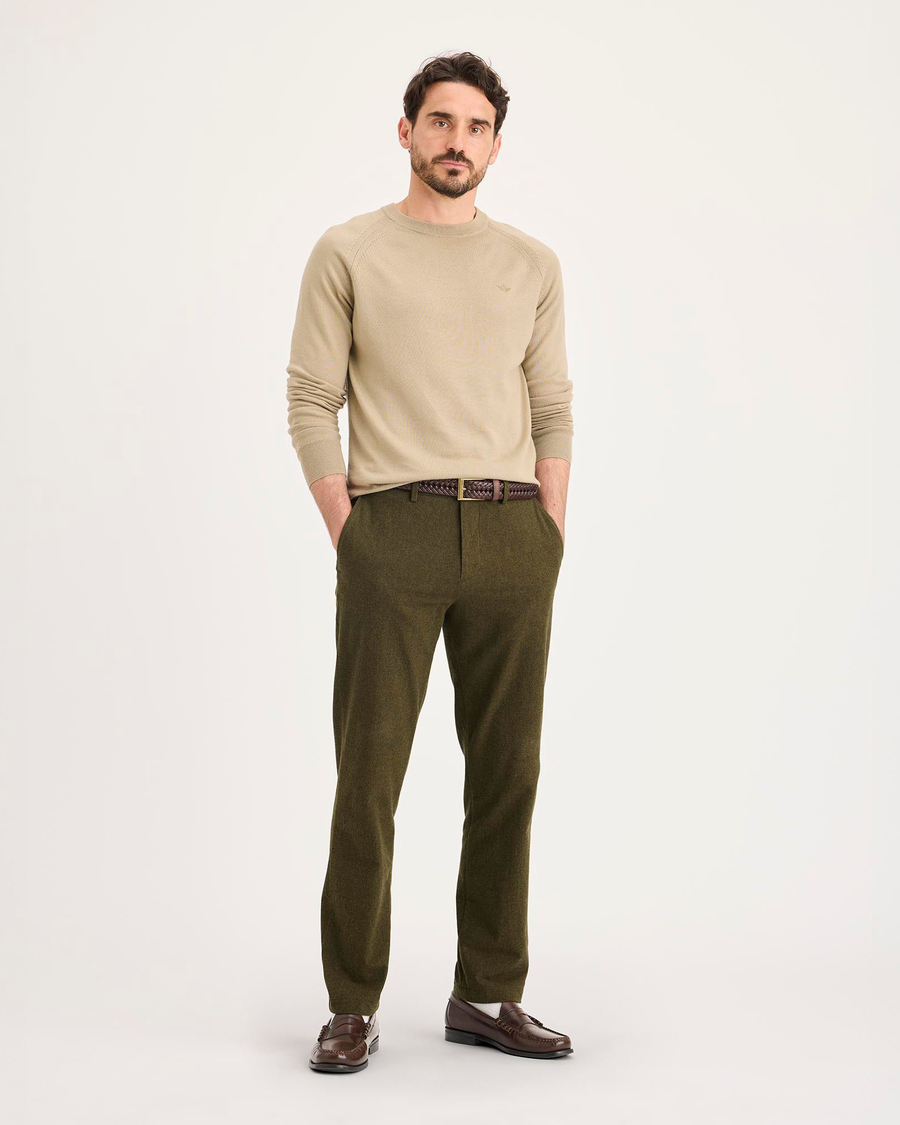 Front view of model wearing Hammond Crafted Khaki Pants, Slim Fit.