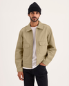 Front view of model wearing Harvest Gold Mechanic's Jacket, Regular Fit.