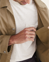 View of model wearing Harvest Gold Men's Regular Fit Chore Coat.