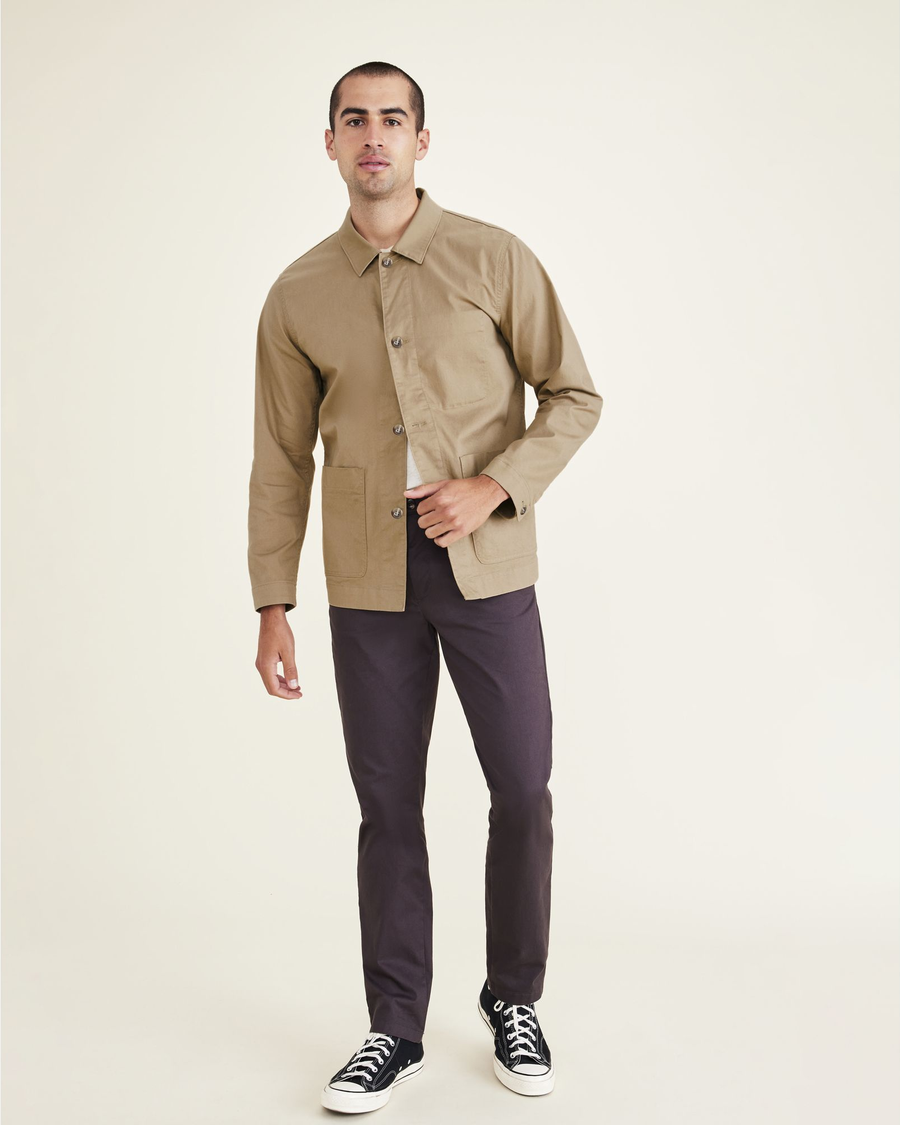 View of model wearing Harvest Gold Men's Regular Fit Chore Coat.