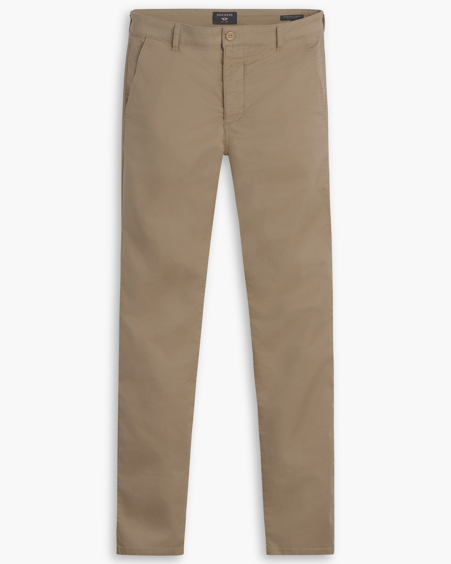 View of model wearing Harvest Gold Men's Skinny Fit Original Chino Pants.