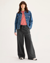 Front view of model wearing Heather Gray Drawstring Pants.