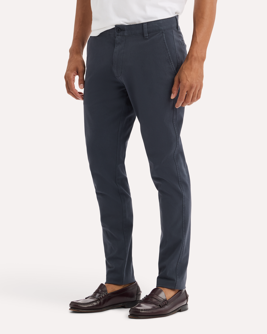 View of model wearing India Ink Ultimate Chinos, Skinny Fit.