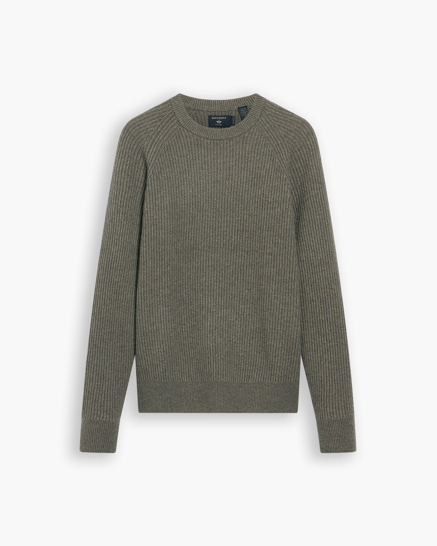 View of model wearing Jodhpurs Crewneck Sweater, Regular Fit.